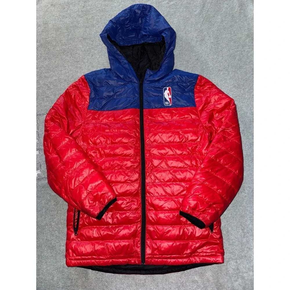 Red Double Dribble Reversible Packable‎ Full-Zip Puffer Jacket Size Youth L